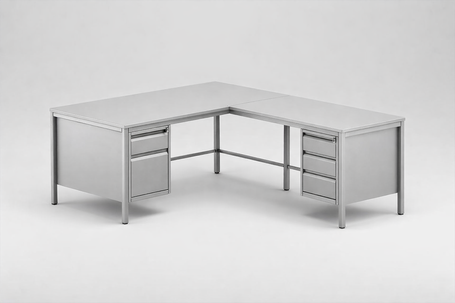 Metal desk Bim 073 st - combining the main worktop with enclosed storage for