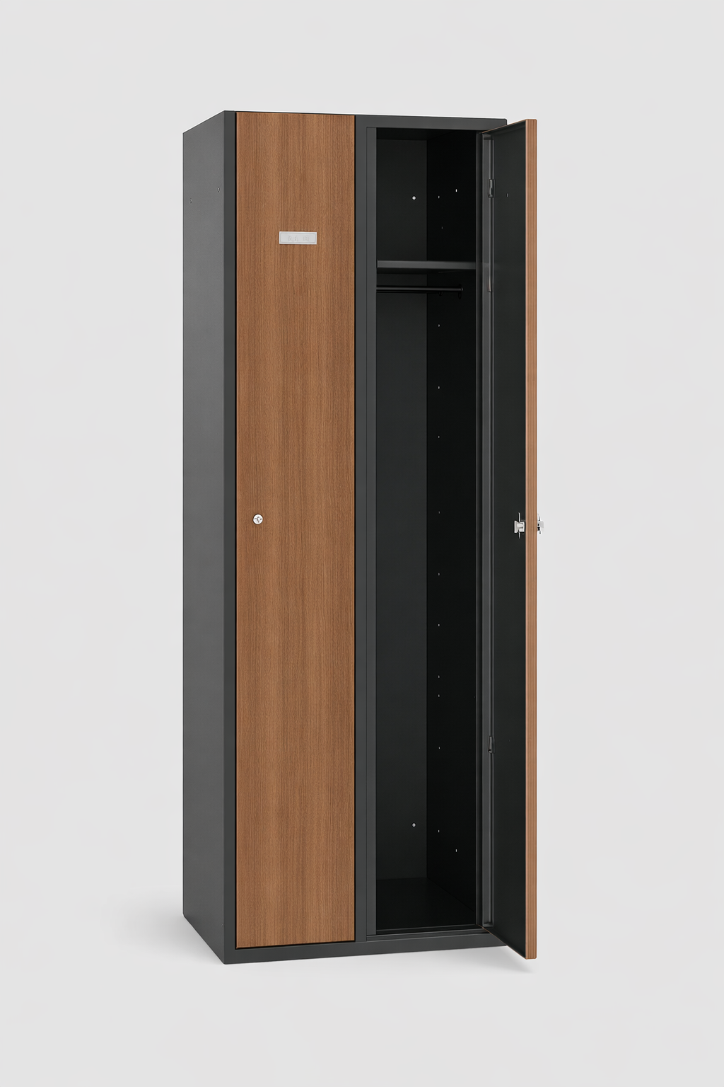 Zaměstnanecká šatní skříň skříň ubraniowa Sum 320 Wst - drzwi z okleiną - ORZECH WŁOSKI - uspořádané osobní vybavení a opakovatelný standard