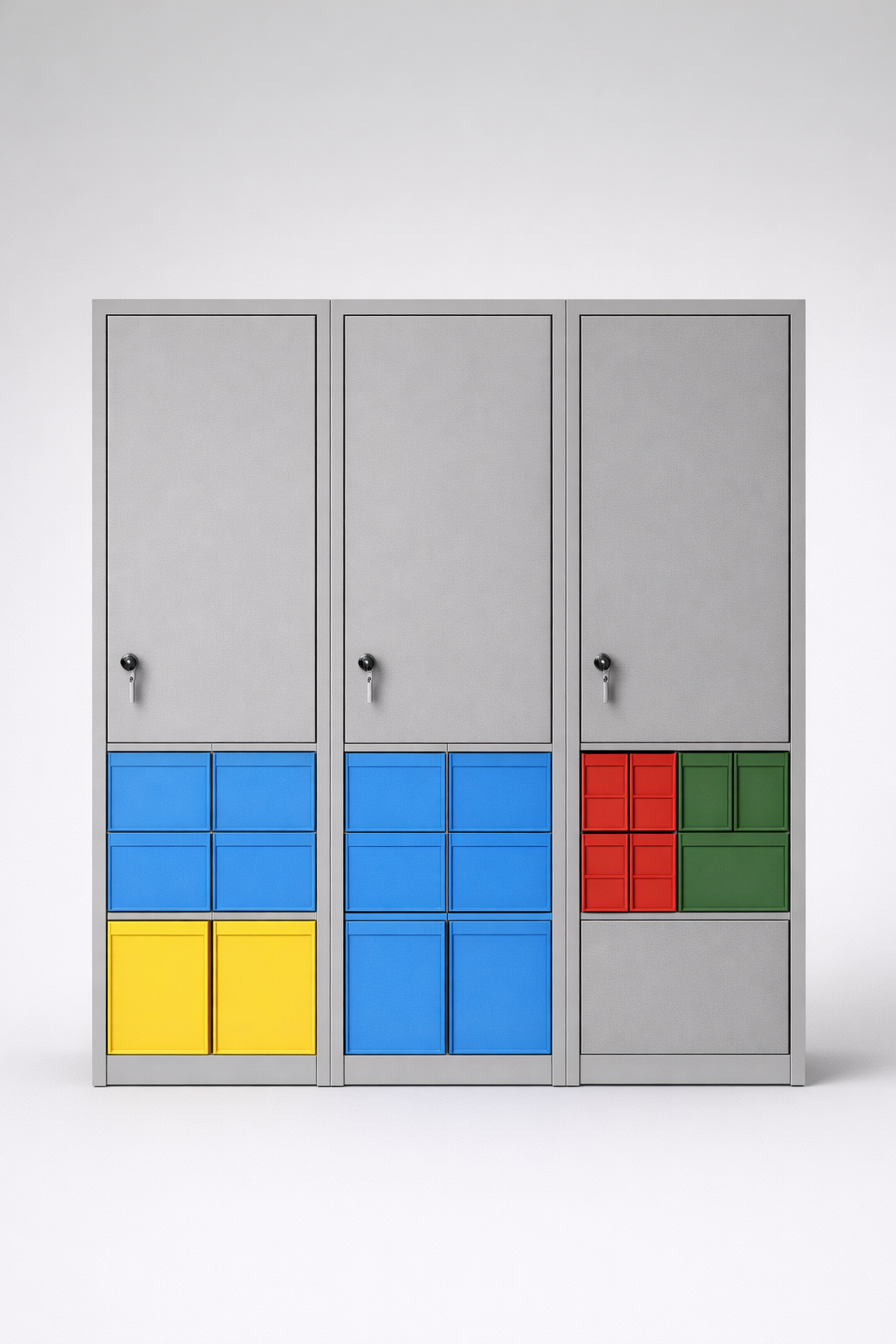 Dílenská skříň S3/h45 – 3 szt. - uspořádání nářadí, komponentů a servisního vybavení